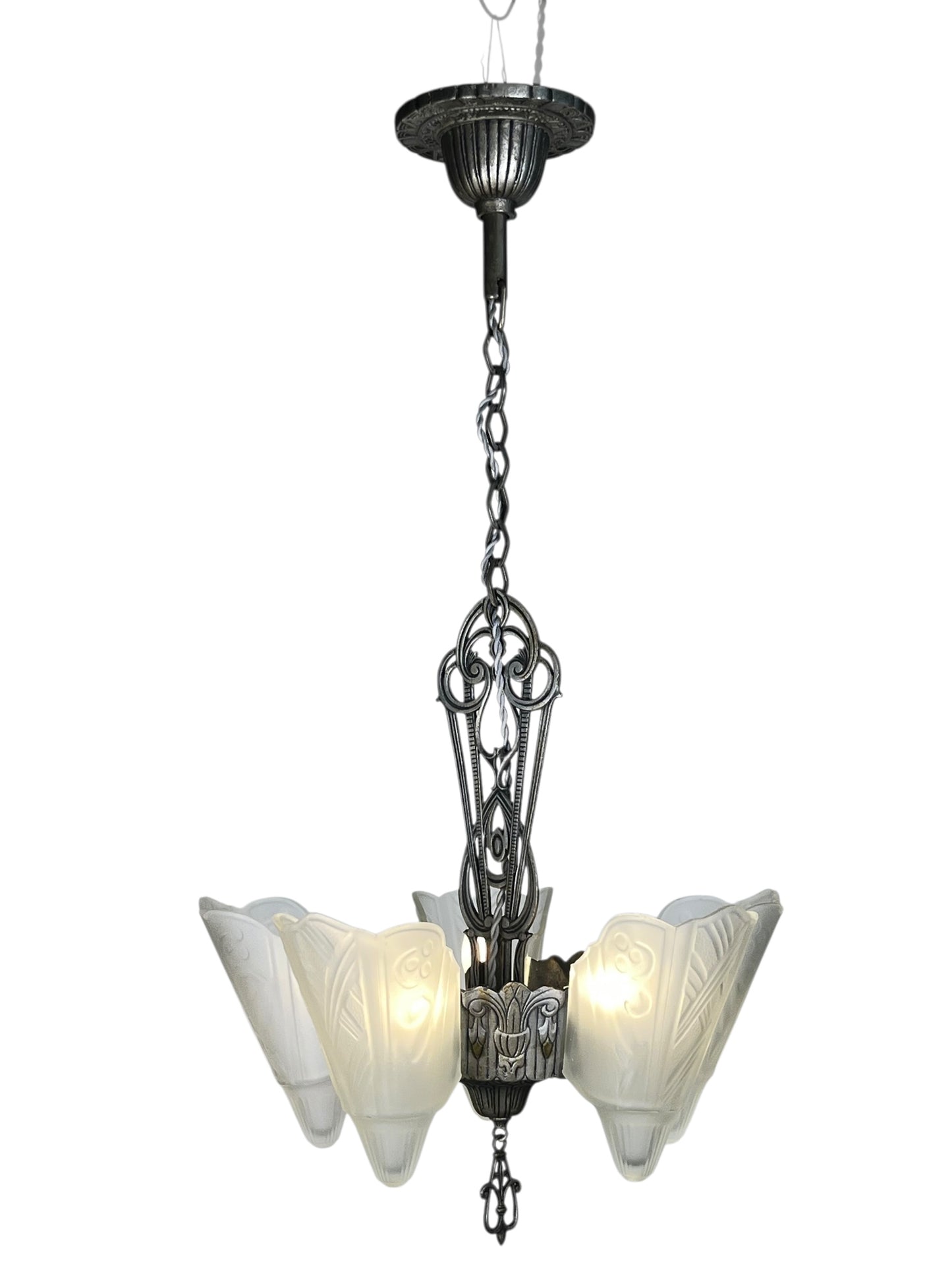 Globe Lighting Slip Shade Chandelier with Original Silver and Black Finish #2531