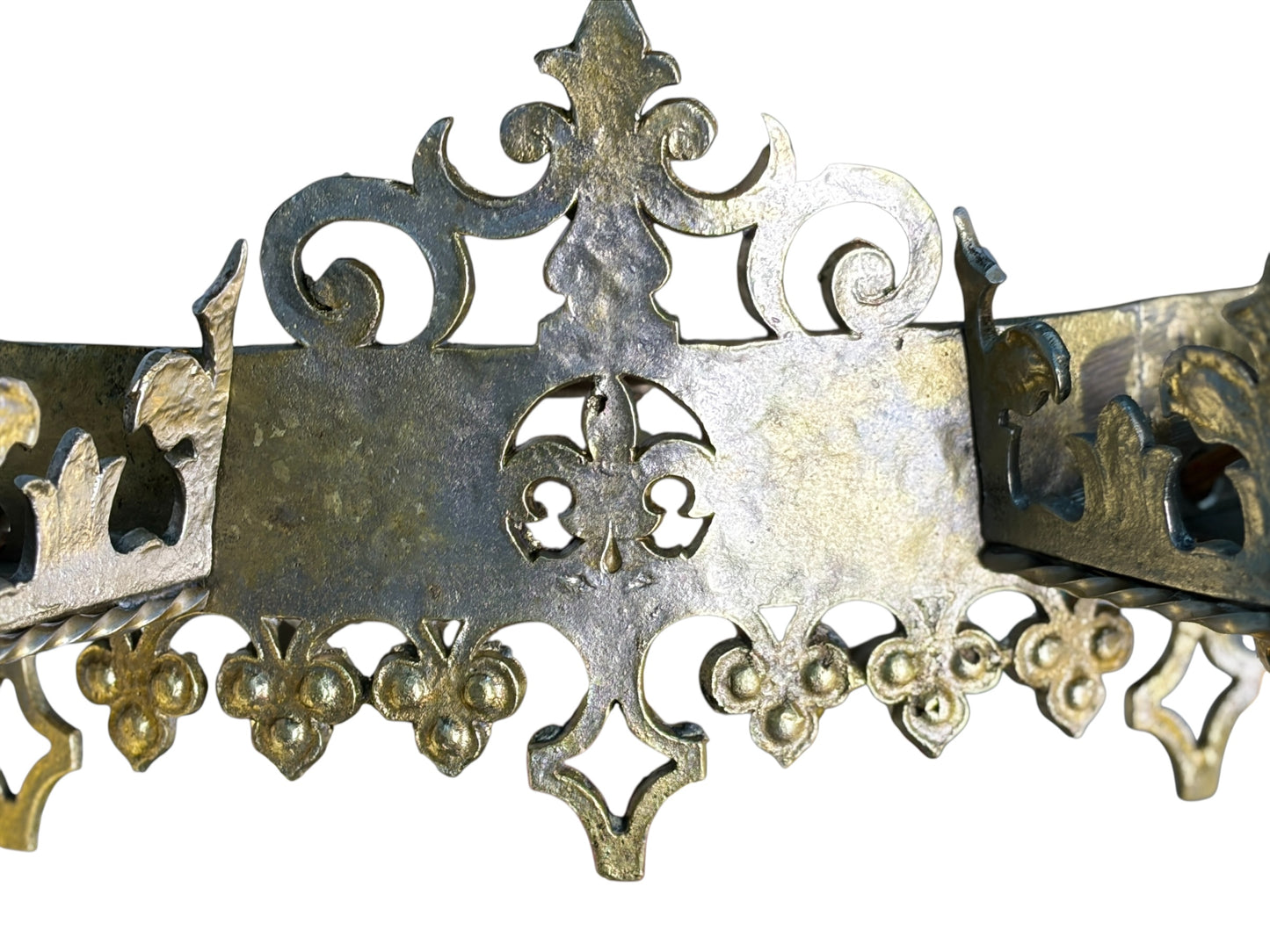 Spanish Revival Semi Flush Chandelier with Original Polychrome Finish from the 1920s #2642