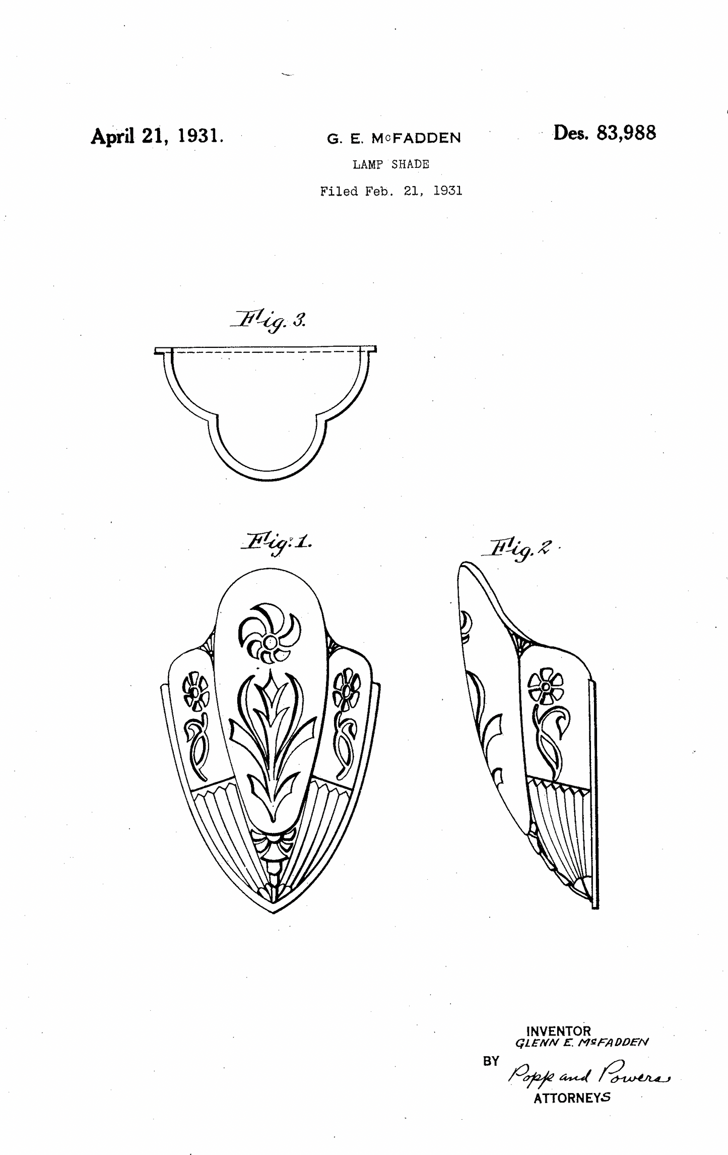 Markel Art Deco Slip Shade Patent