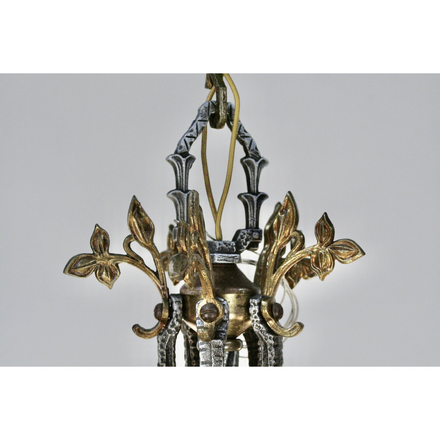#2071 Living Room Hammered Chandelier with Brass Embellishments