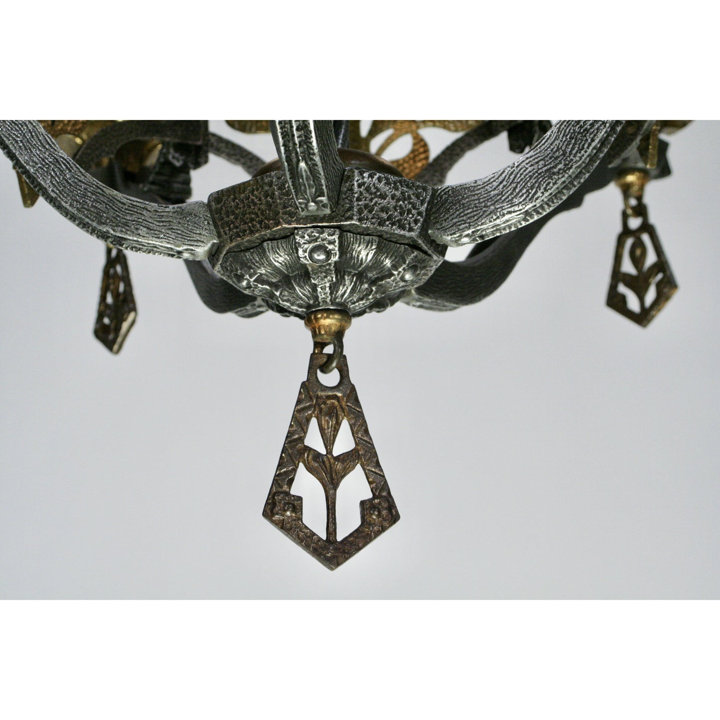 #2071 Living Room Hammered Chandelier with Brass Embellishments