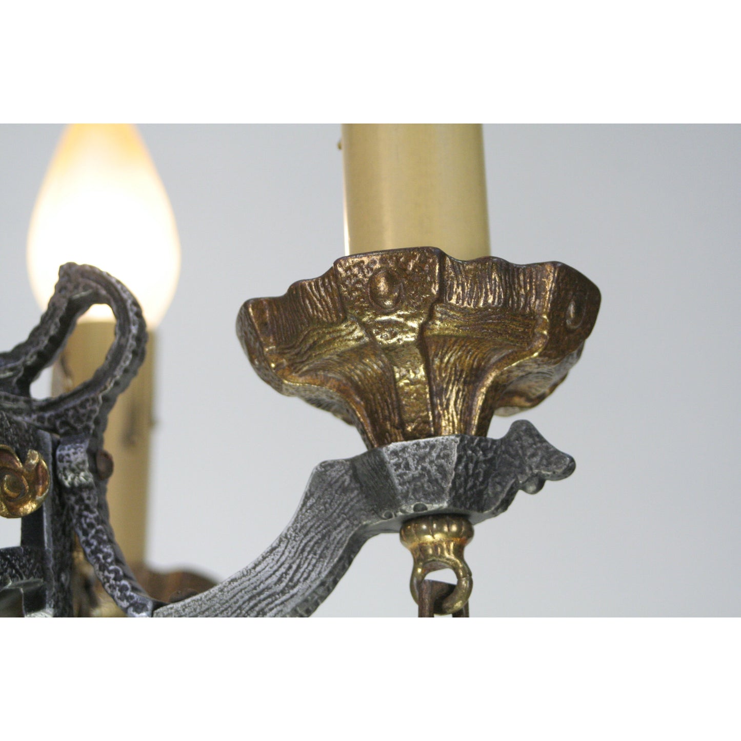 #2071 Living Room Hammered Chandelier with Brass Embellishments