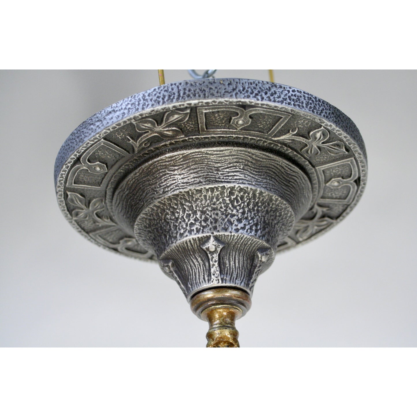 #2071 Living Room Hammered Chandelier with Brass Embellishments