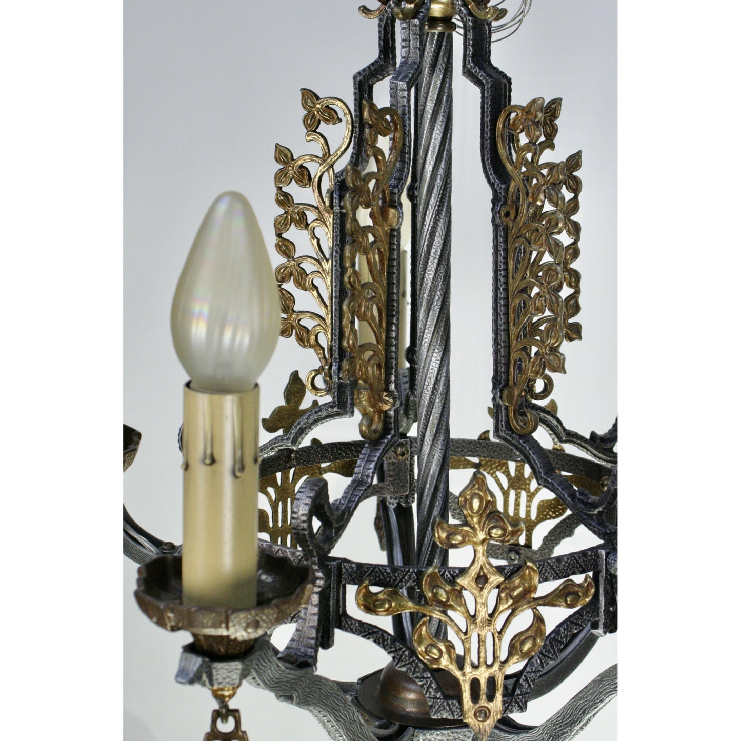 #2071 Living Room Hammered Chandelier with Brass Embellishments