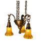 Gaumer Arts and Crafts Chandelier with Amber Shades