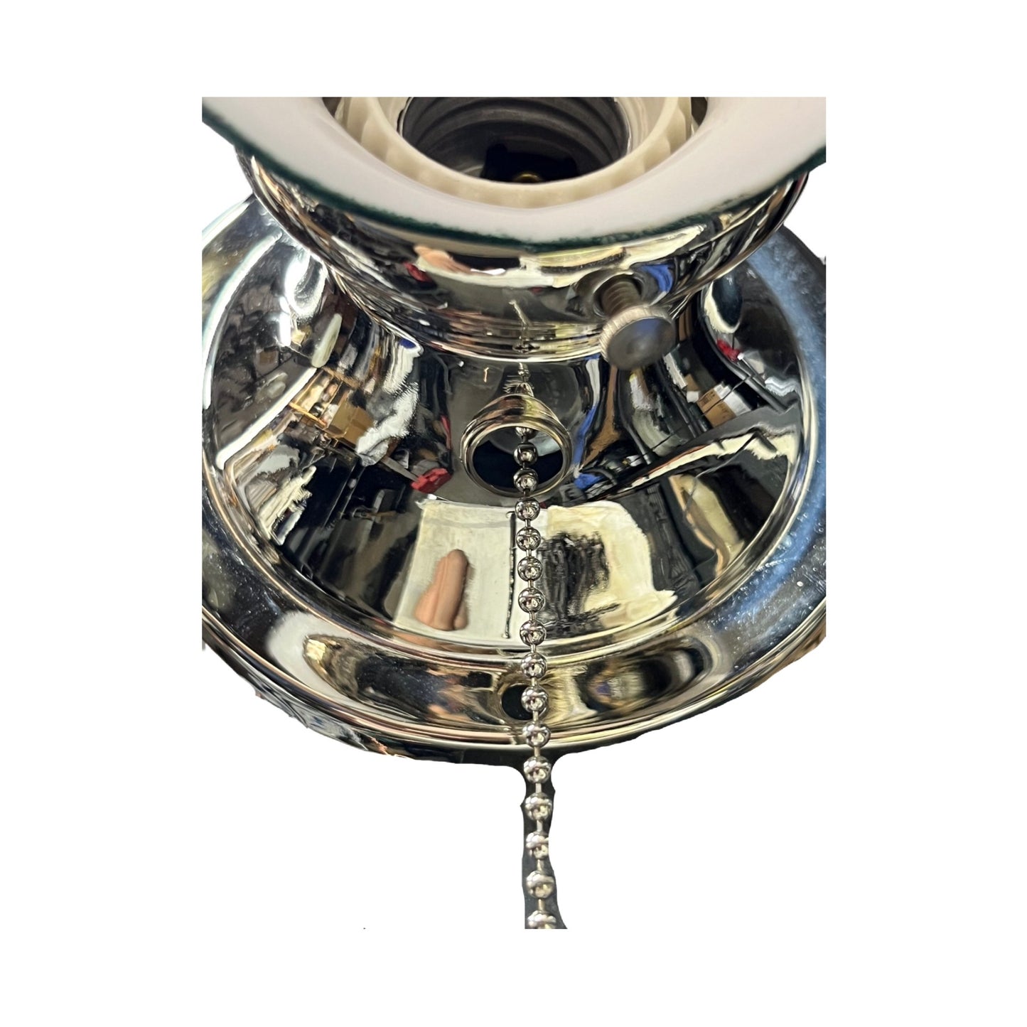 Nickel bathroom sconce with milk glass shade