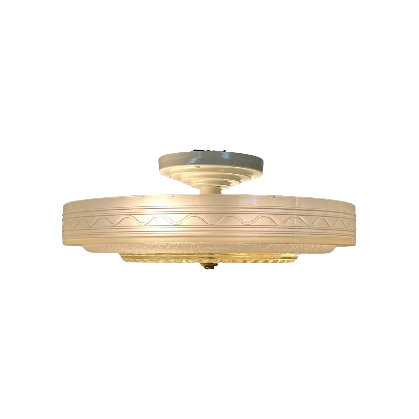 Ivory 1940s Semi Flush Mount for Lower Ceilings