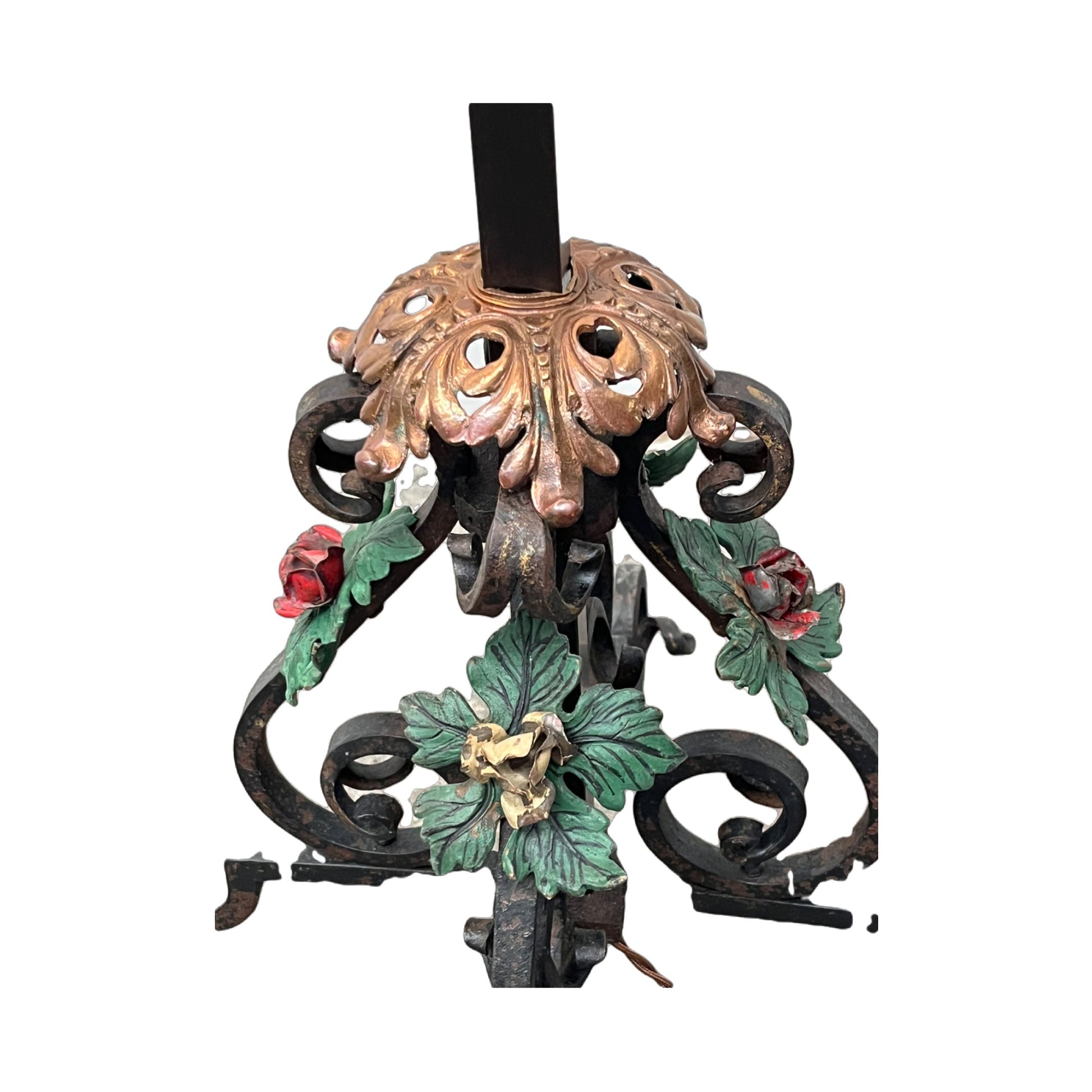 Elaborate Wrought Iron and Brass Floor Lamp