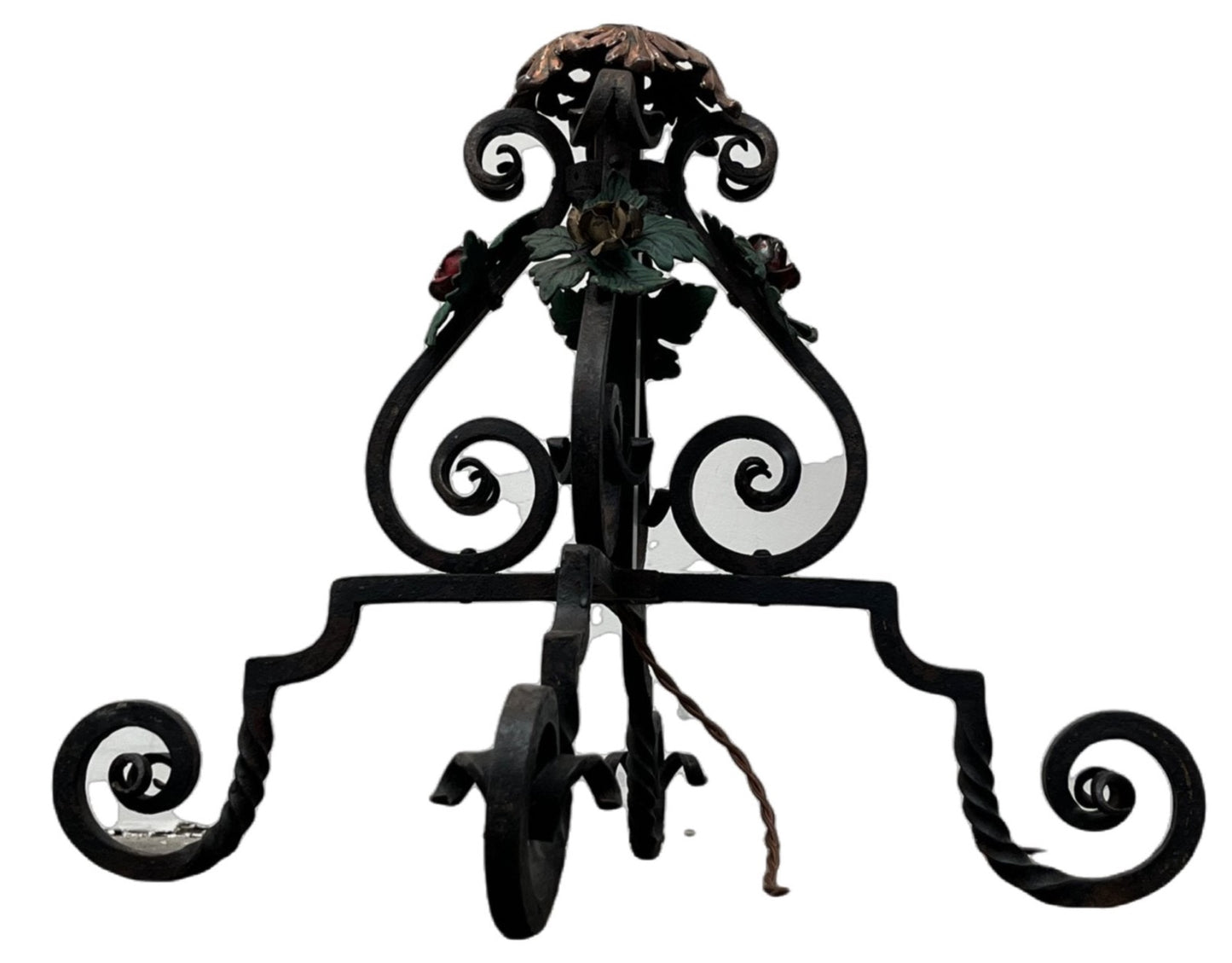 Elaborate Wrought Iron and Brass Floor Lamp