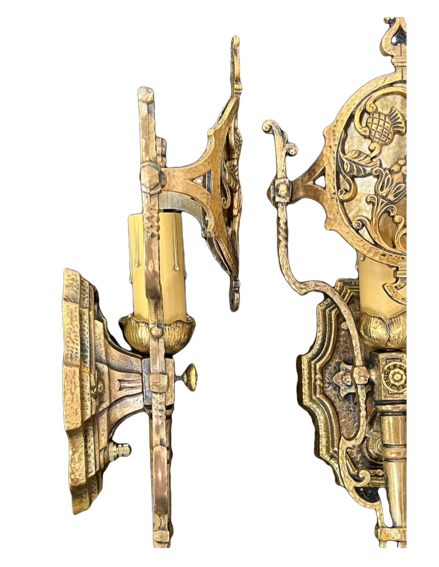 Cast Bronze Spanish Revival Wall Sconces