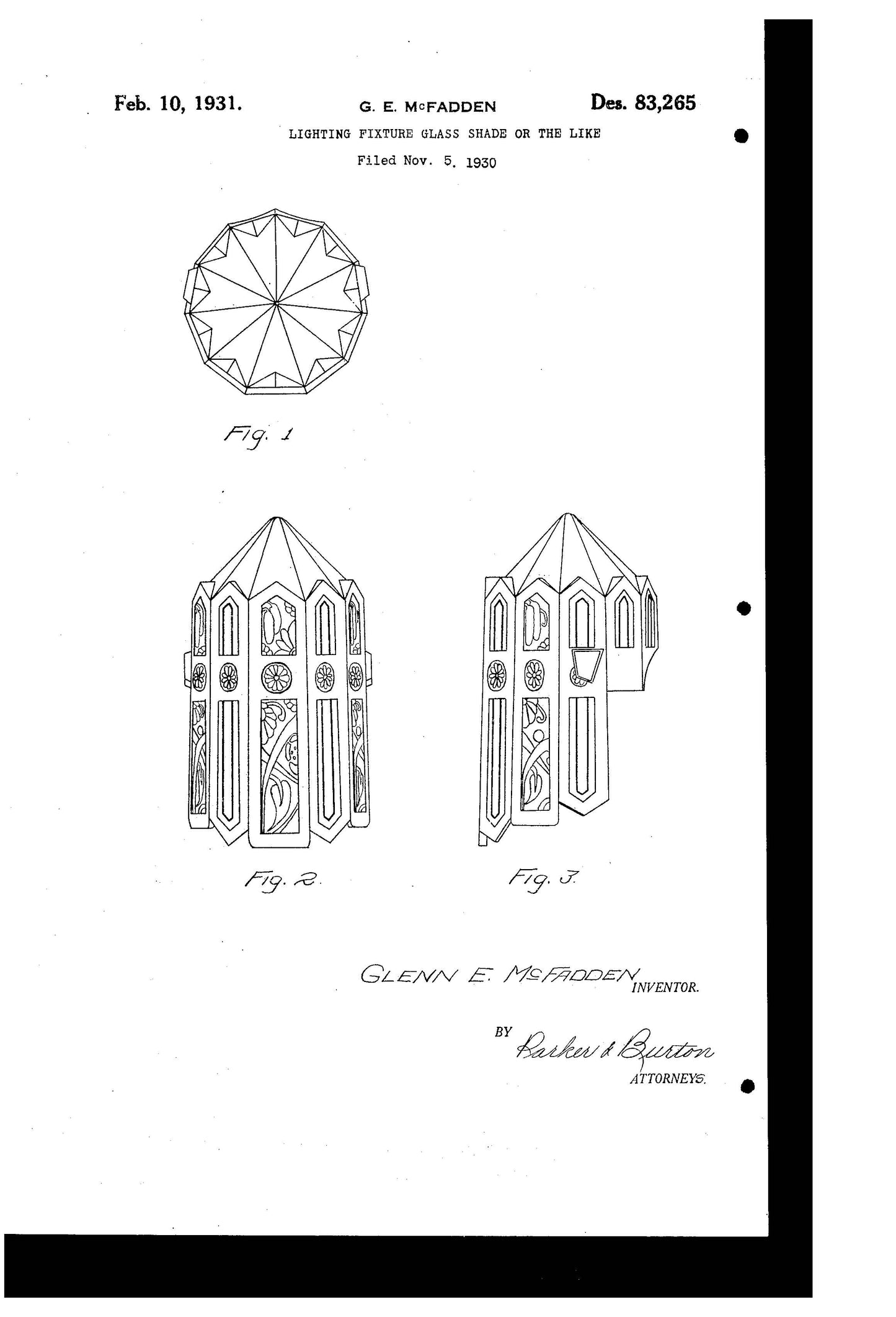 xLincoln Venetian Slip Shade Art Deco Chandelier shade patent