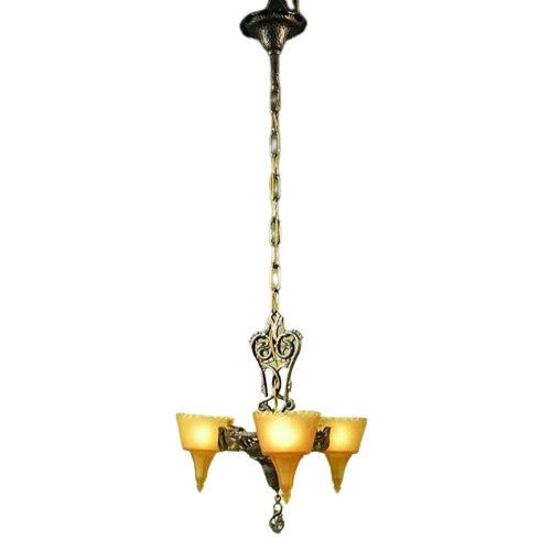 Art Deco Era Frankelite 3 Light Chandelier #891  ORIGINAL FINISH