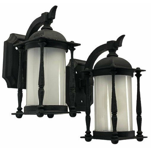 #2229 Pair Wall Outdoor Bracket Lights with Cylinder Glass Shades