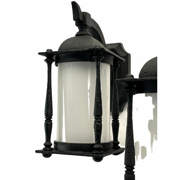 #2229 Pair Wall Outdoor Bracket Lights with Cylinder Glass Shades