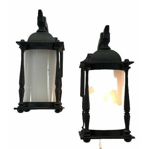 #2229  Pair Wall Outdoor Bracket Lights with Cylinder Glass Shades