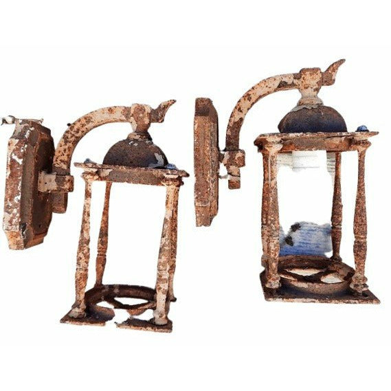 #2229 Pair Wall Outdoor Bracket Lights with Cylinder Glass Shades