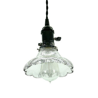 One of Three Holophane Pendant with Black Socket #2086