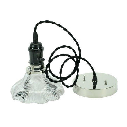 One of Three Holophane Pendant with Black Socket #2086