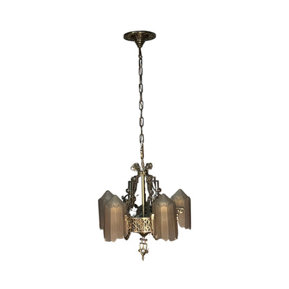 Lincoln "Venetian" Slip Shade Chandelier, Tall Ceiling Version, ca 1931, #2319