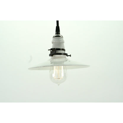 Small Utilitarian Milk Glass Flat White Pendant #2084