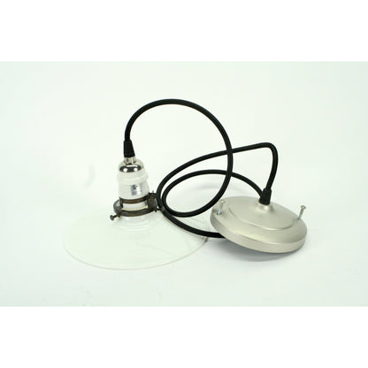 Small Utilitarian Milk Glass Flat White Pendant #2084