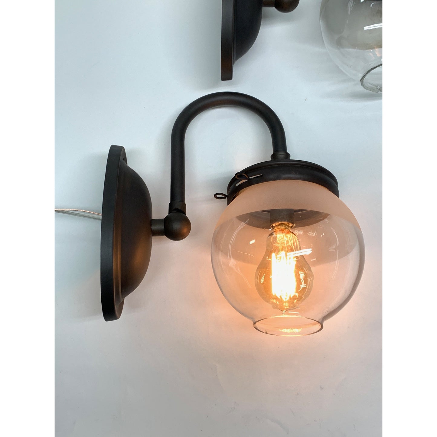 Pair Industrial Gas sconces with Globe Shades #2035