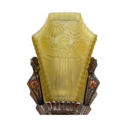 Pair JC Virden Wall Sconces with Amber Shades #2336