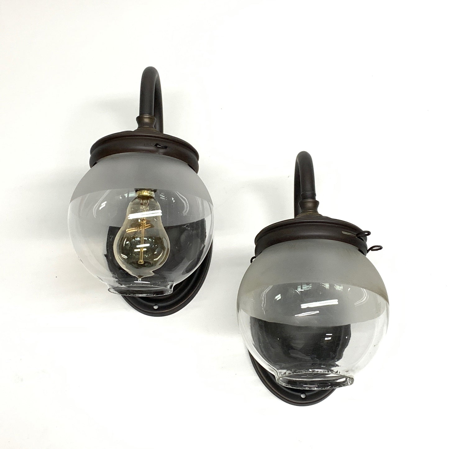 Pair Industrial Gas sconces with Globe Shades #2035