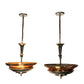 Pair Streamline Art Deco Polished Nickel and Copper Pendants #2355