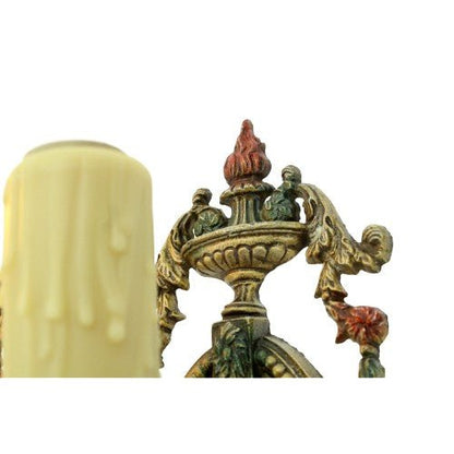 One Pair Spanish Revival Sconces from the 1920s with Original Gold and Red Finish #2072