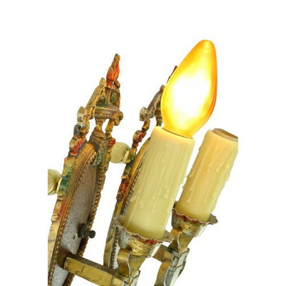 One Pair Spanish Revival Sconces from the 1920s with Original Gold and Red Finish #2072