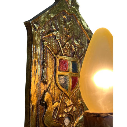 Stunning 1910s or 1920s Cast Brass Tudor or Romantic Revival Wall Sconce #2353