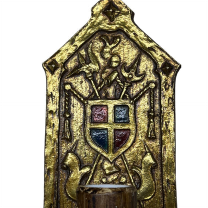 Stunning 1910s or 1920s Cast Brass Tudor or Romantic Revival Wall Sconce #2353