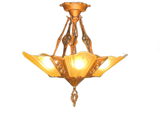 Semi Flush Slip Shade Chandelier by JC Virden (one of two) #2408