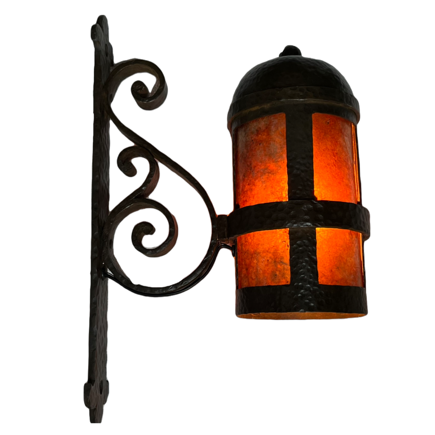 1920s Hammered Spanish Revival Arts and Crafts Outdoor Light with Mica #2410