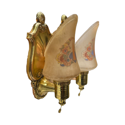 1920s Lightolier Wall Sconces with Glass Shades #2415