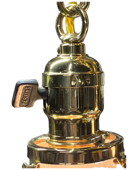 Brass Pan Two lIght with Vintage Shades #2420
