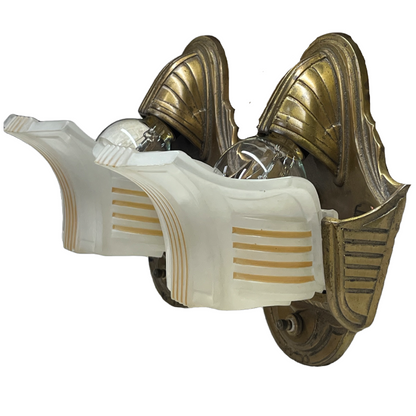 1930s Art Deco Slip Shade Wall Sconces with Original Finish  #2436