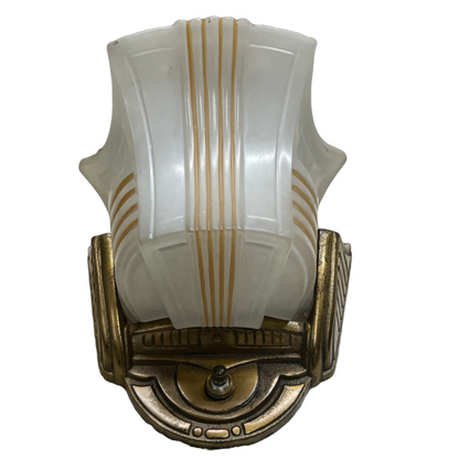 1930s Art Deco Slip Shade Wall Sconces with Original Finish  #2436