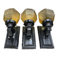 Three Exterior Porch Lights with Amber Glass Shades #2442