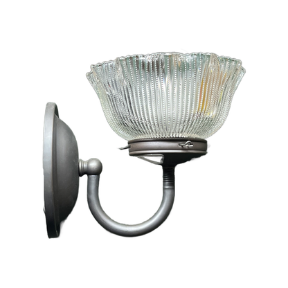 Pair Gas Wall Brackets with Pressed Glass Shades circa 1900 #2509