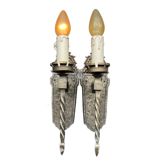 One Pair of Two Spanish Revival or Tudor Revival Wall Sconces #2510