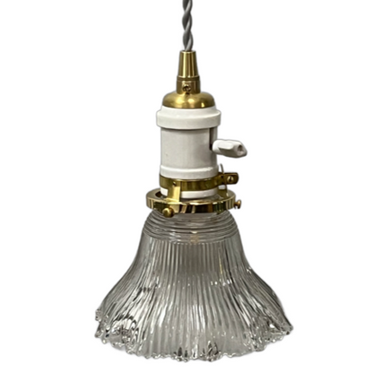 Holophane Pendant on Brushed Brass Wire Pendant #2520