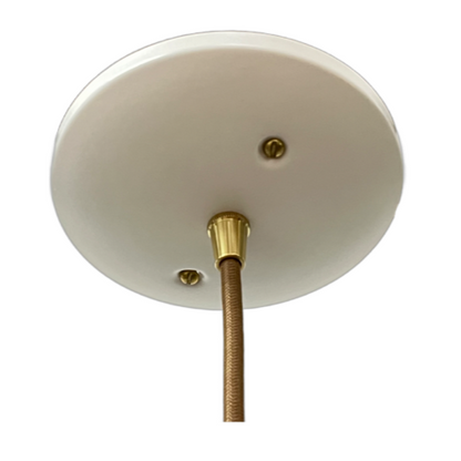 One of 3 Herringbone Holophane Brown Wire Pendants #2519