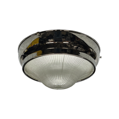 One of Four Flush Mount Holophane in Polished Nickel #2526
