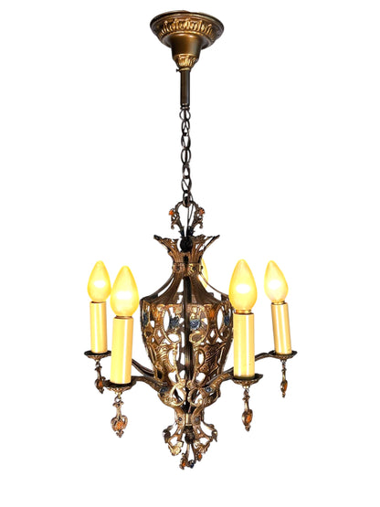 Cast Bronze 5 Light Chandelier #2533