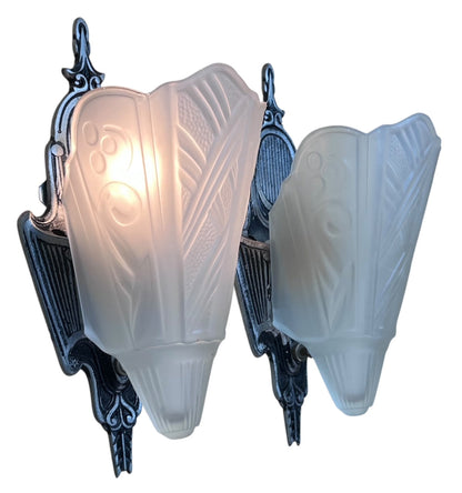 Slip Shade Sconces by Globe Lighting in Silver and Black Original Finish #2532