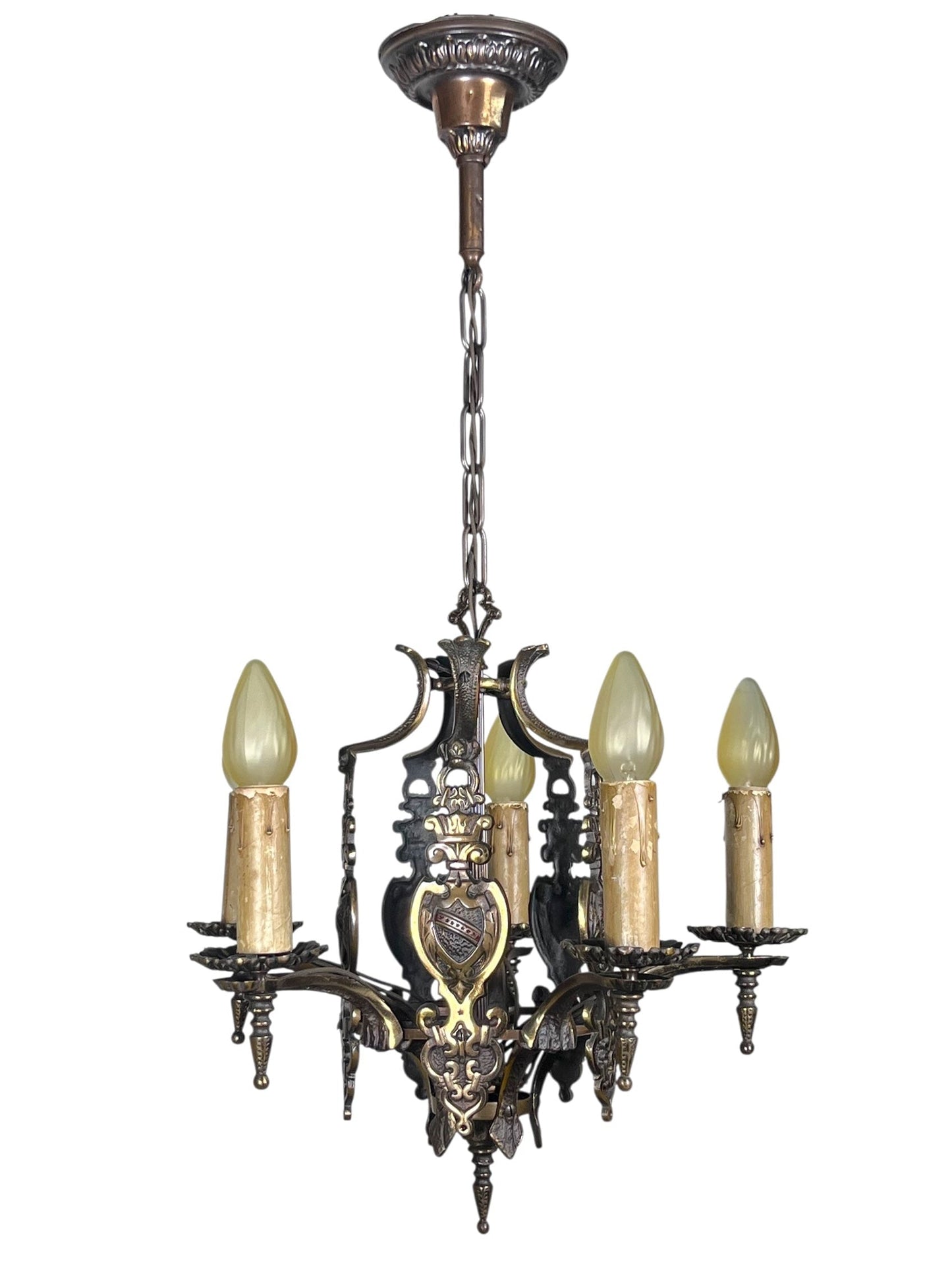 Dark Cast Bronze 5 Light with Original Finish and Candlecovers #2534