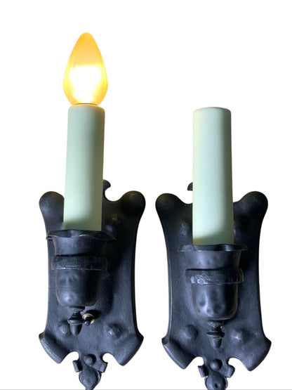 Pair Spanish Revival Cast Iron Sconces #2541