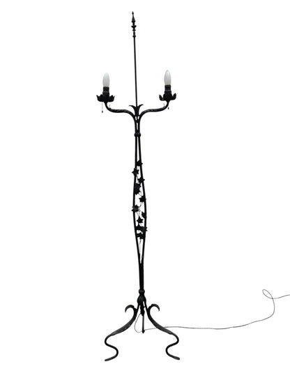 Spanish Revival Wrought Iron Lamp with Mica Shade #2539